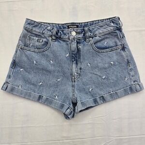 Playboy by PacSun Women's Denim Shorts Size 27 Bunny Logo Embroidered Cuffed